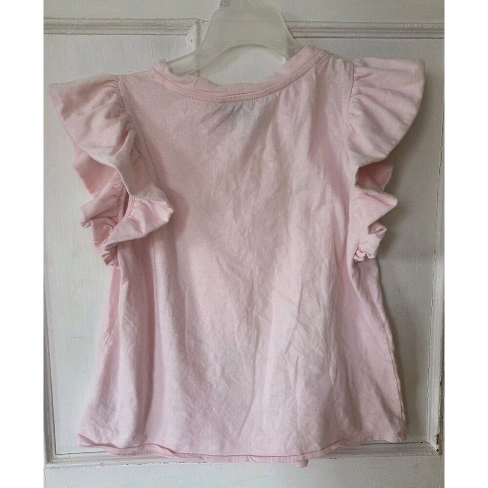 TUCKERNUCK Light Pink Kaia Flutter Ruffle Sleeve Tee Shirt Medium Cotton - Picture 3 of 10